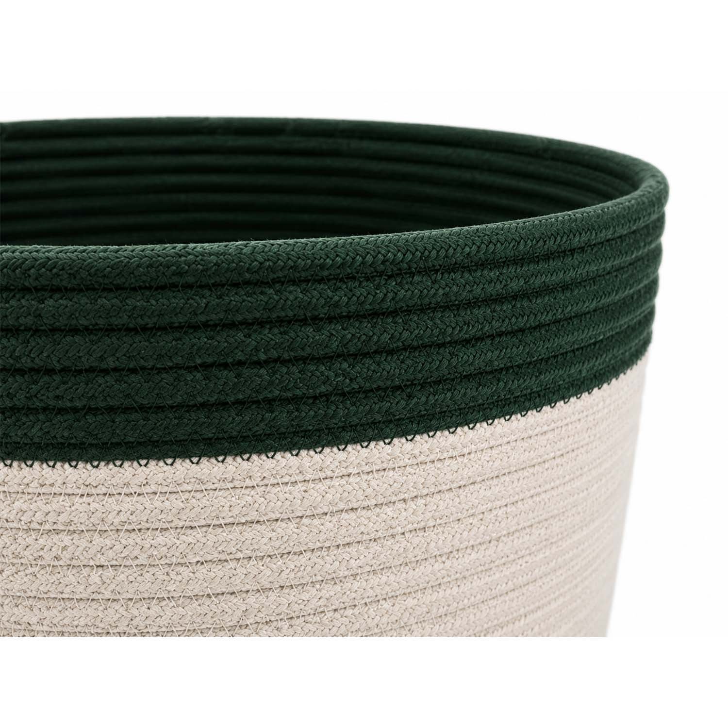 Premium Handmade Cotton Rope Storage Basket for Home & Nursery (Green Rim) - Image 4