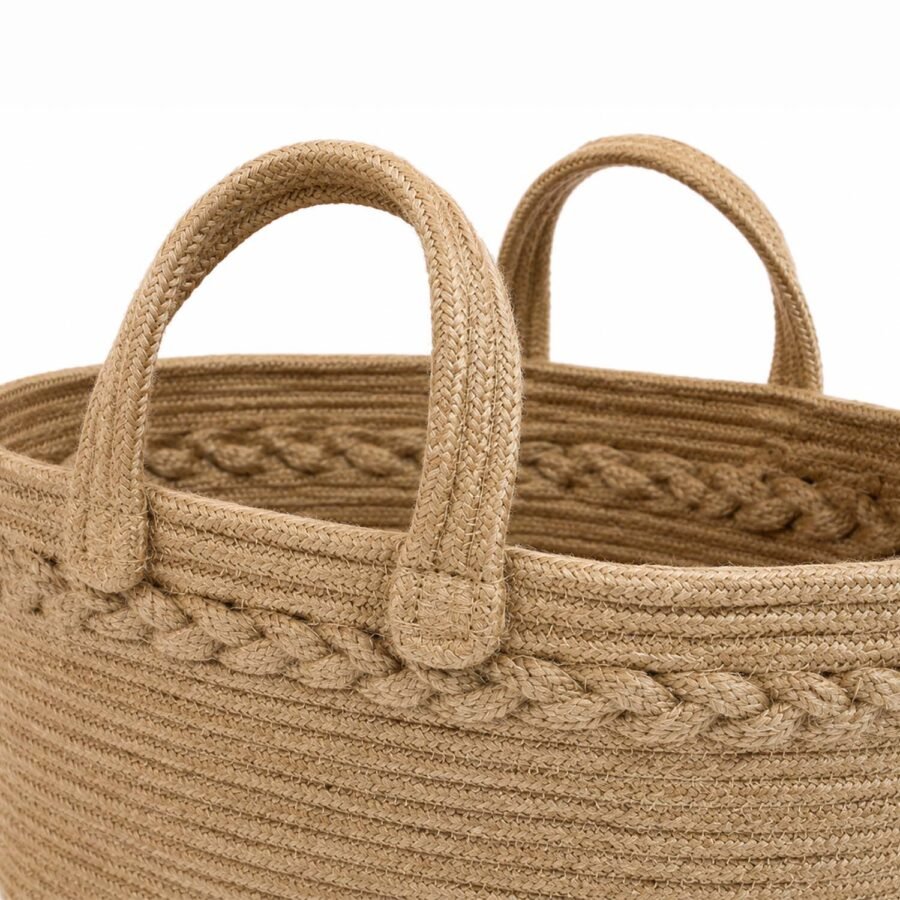 Handmade Jute Basket with Handles – Natural Home Storage & Organizer