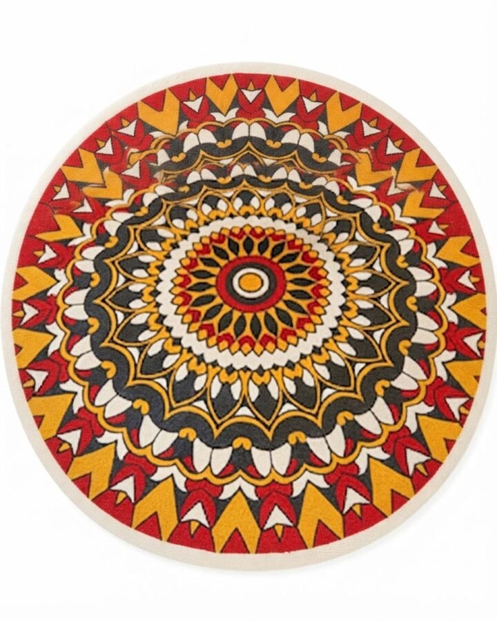 Handmade Jute Floor Mat – 3 Ft Round Decorative Natural Fiber Rug
