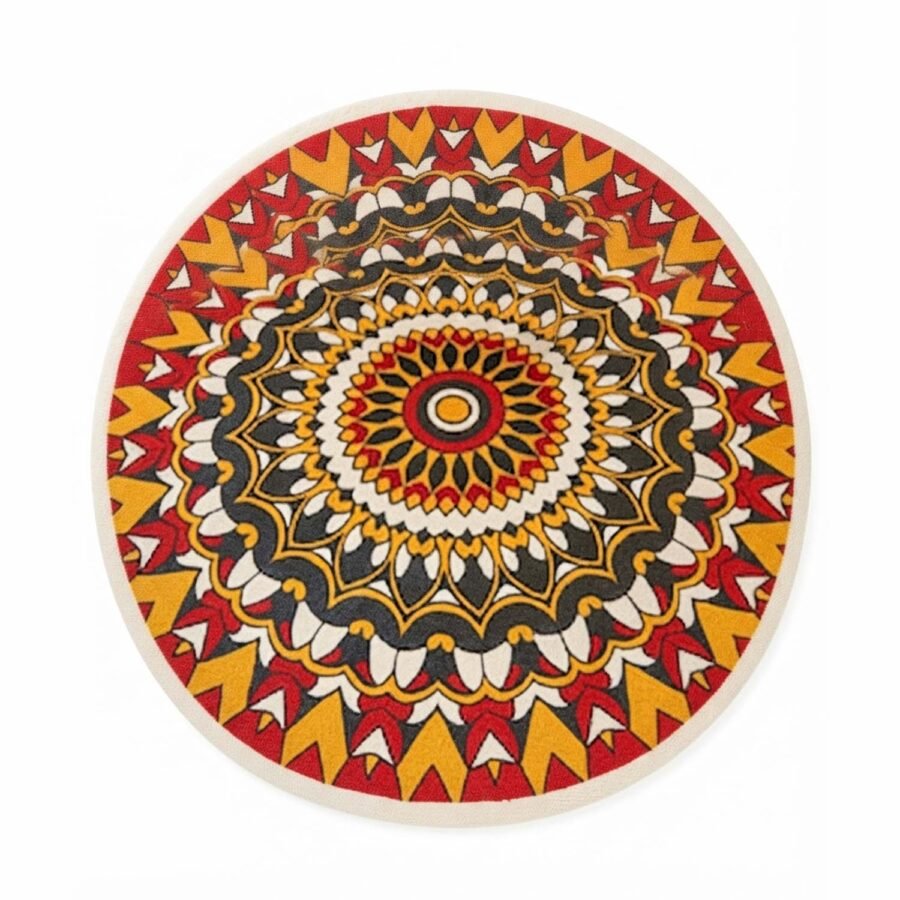 Handmade Jute Floor Mat – 3 Ft Round Decorative Natural Fiber Rug
