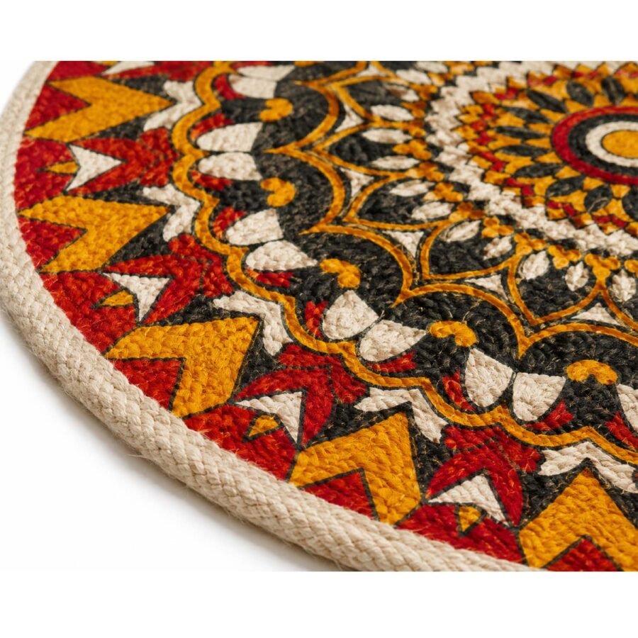 Handmade Jute Floor Mat – 3 Ft Round Decorative Natural Fiber Rug