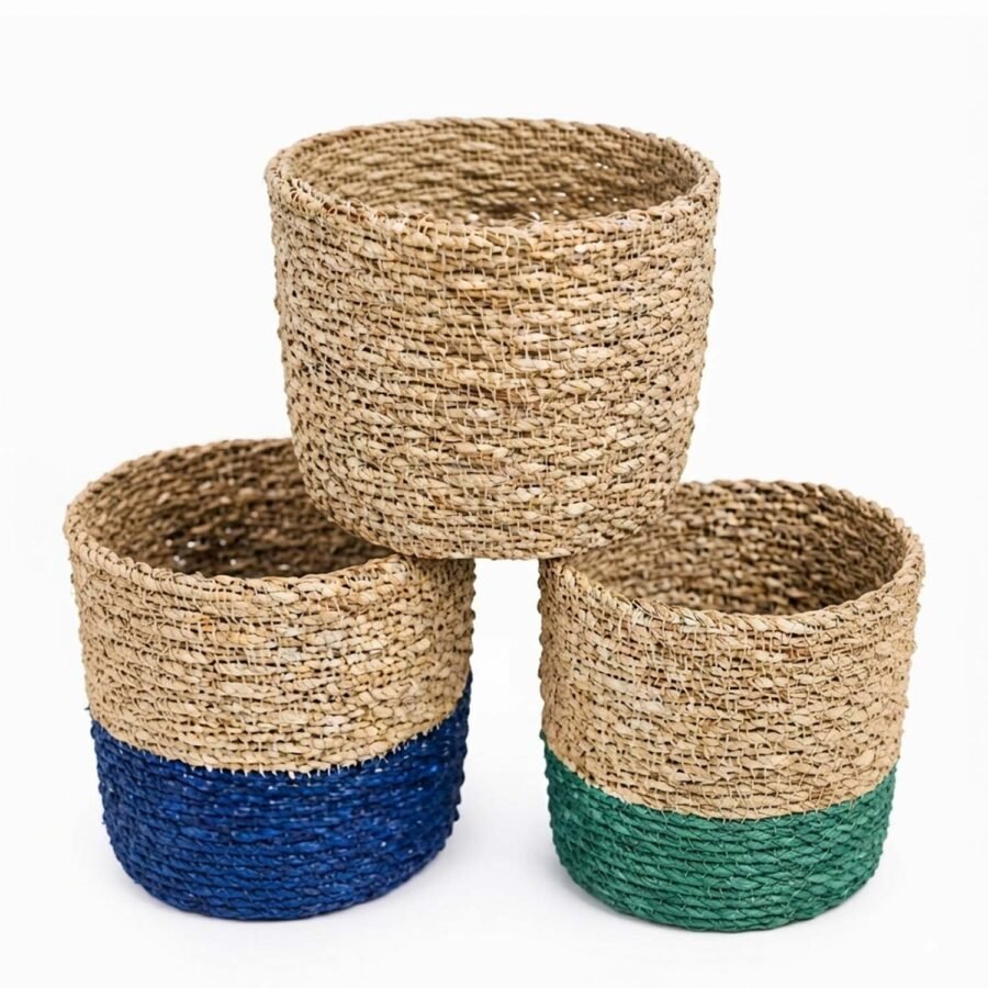 Sea Grass Flower Plant Basket – Handmade Natural Plant Pot & Home Decor Basket